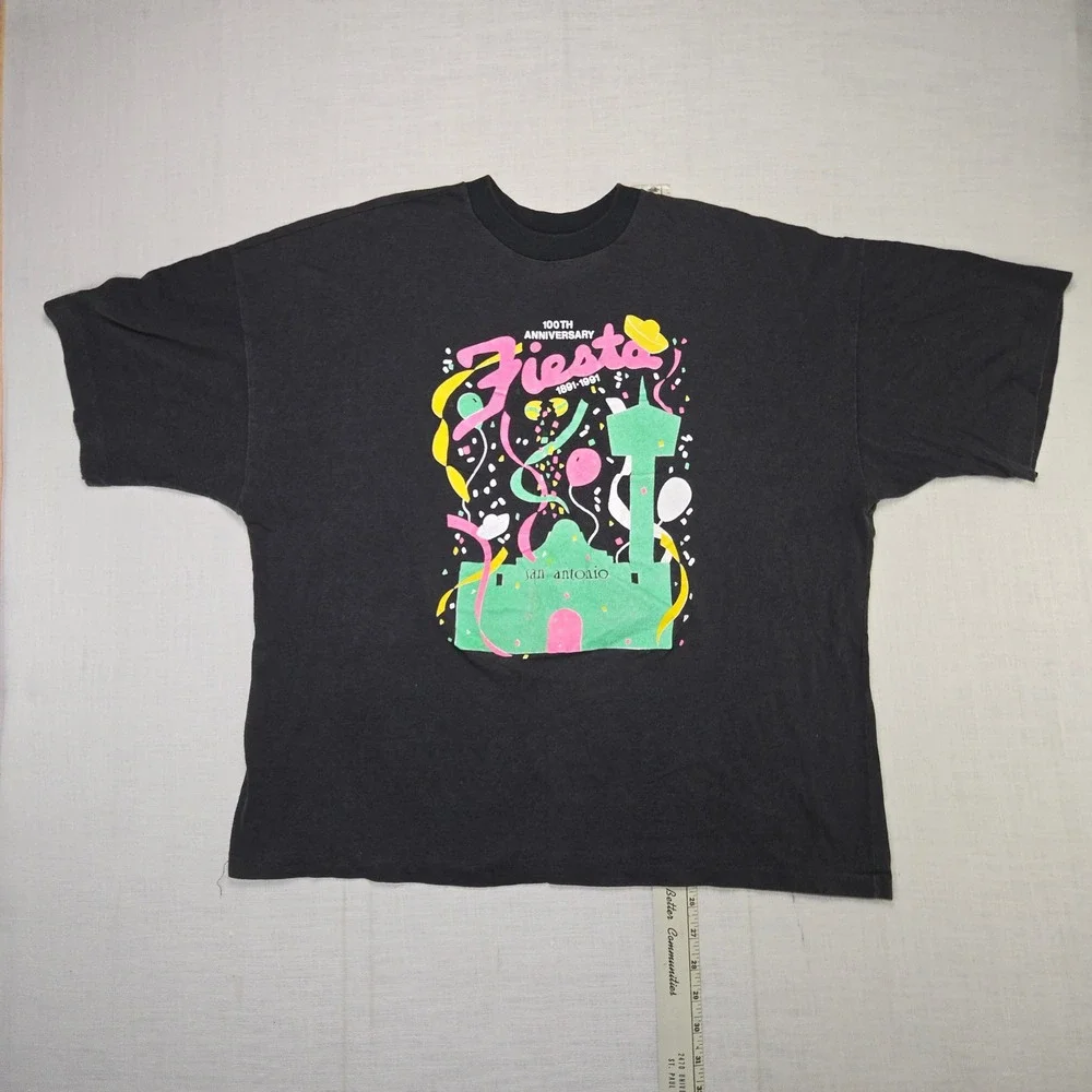 VTG Fiesta San Antonio Shirt XL Men Black 100th Anniversary 91 USA Single Stitch